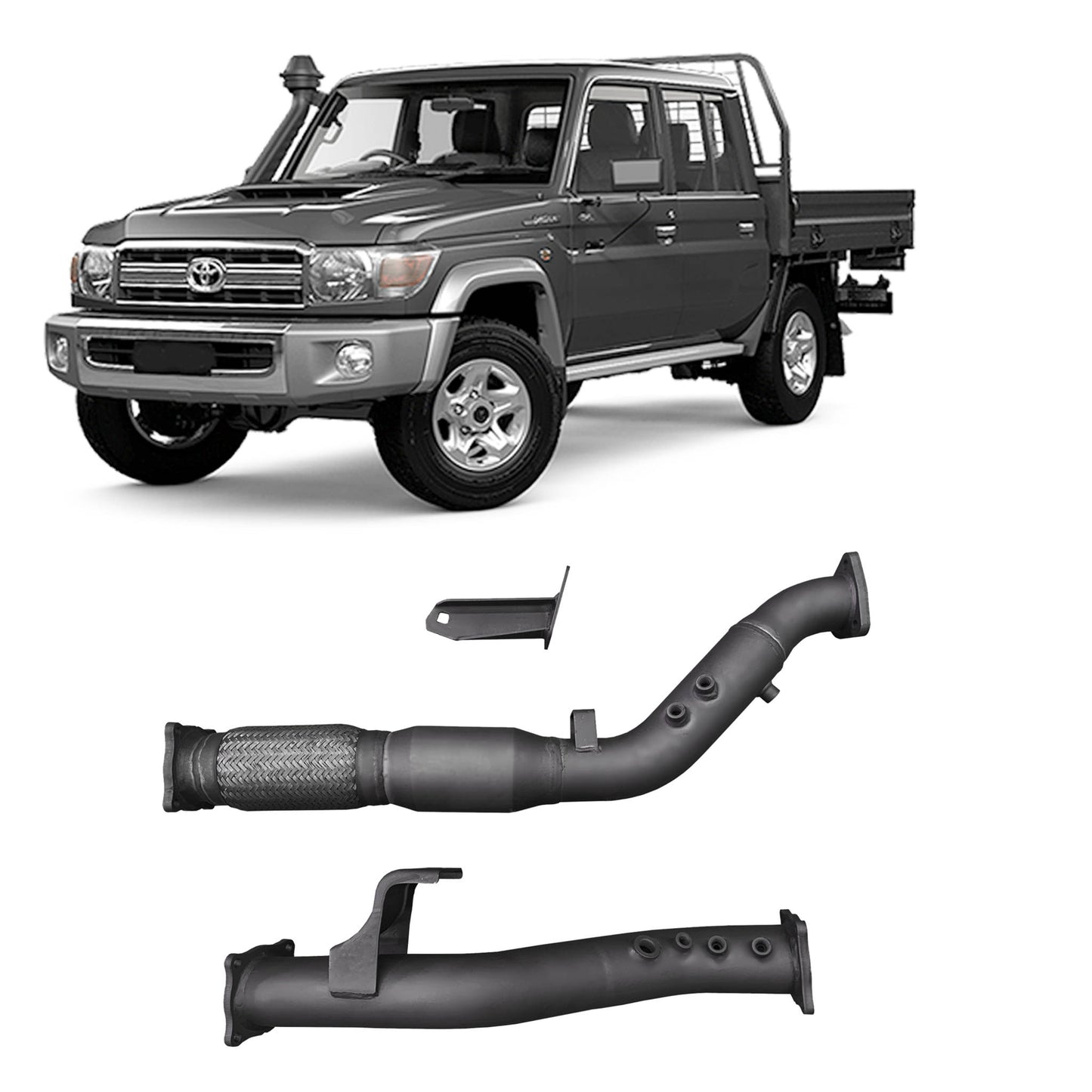 70 Series Land Cruiser Redback Extreme Duty Exhaust DPF Adaptor Kit for Toyota Landcruiser 76 Series Wagon, 79 Series Single and Double Cab (11/2016 - on)