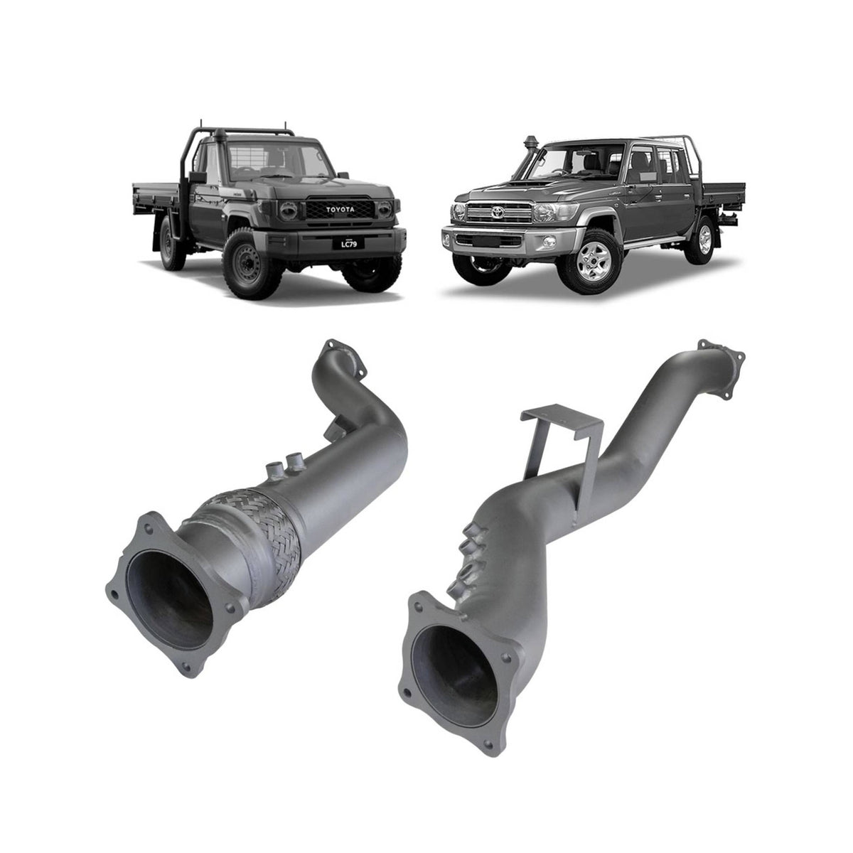 Extreme Duty 4" Exhaust DPF Adaptor Kit for the Toyota LandCruiser 79 Series (2016 - On)