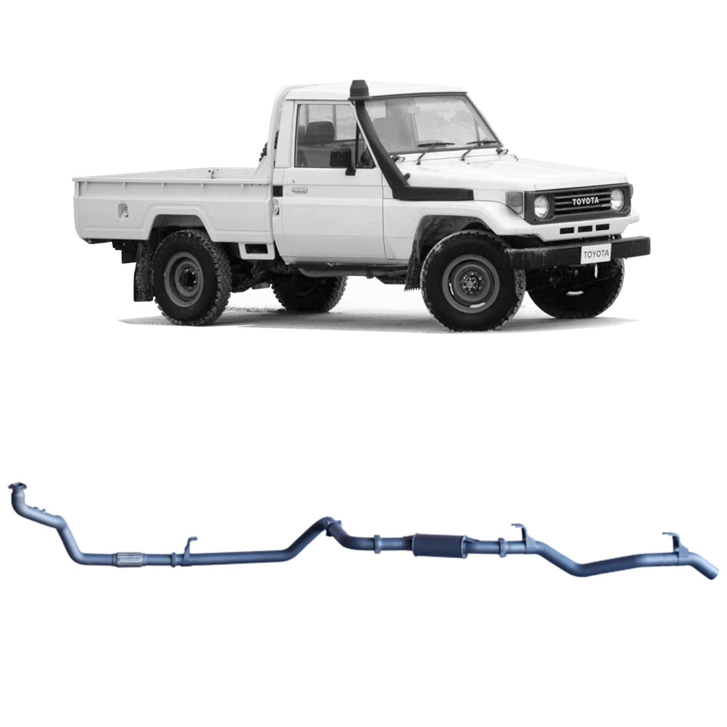 70 Series Land Cruiser Extreme Duty Exhaust - 78 Series (01/1990 - 01/2007), 75 Series (03/1990 - 11/1999)