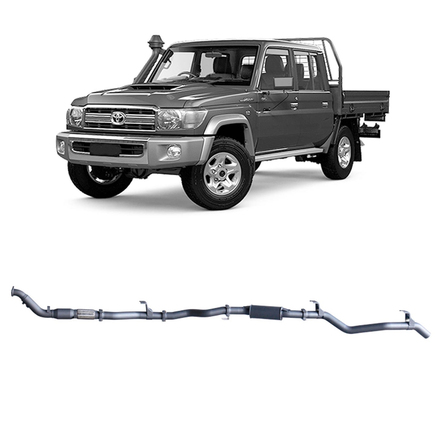 70 Series Land Cruiser Extreme Duty Exhaust - 79 Series Dual Cab (01/2012 - 10/2016)