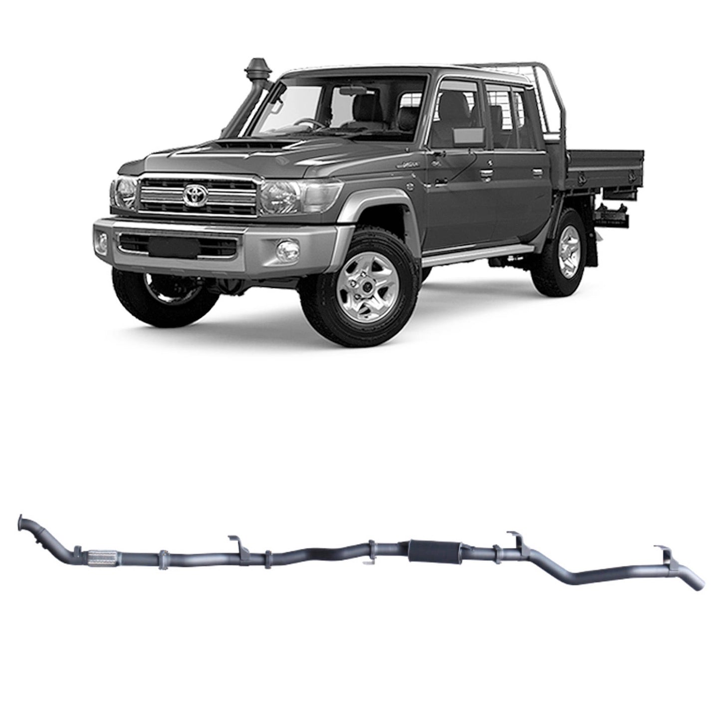 70 Series Land Cruiser Extreme Duty Exhaust - 79 Series Dual Cab (01/2012 - 10/2016)