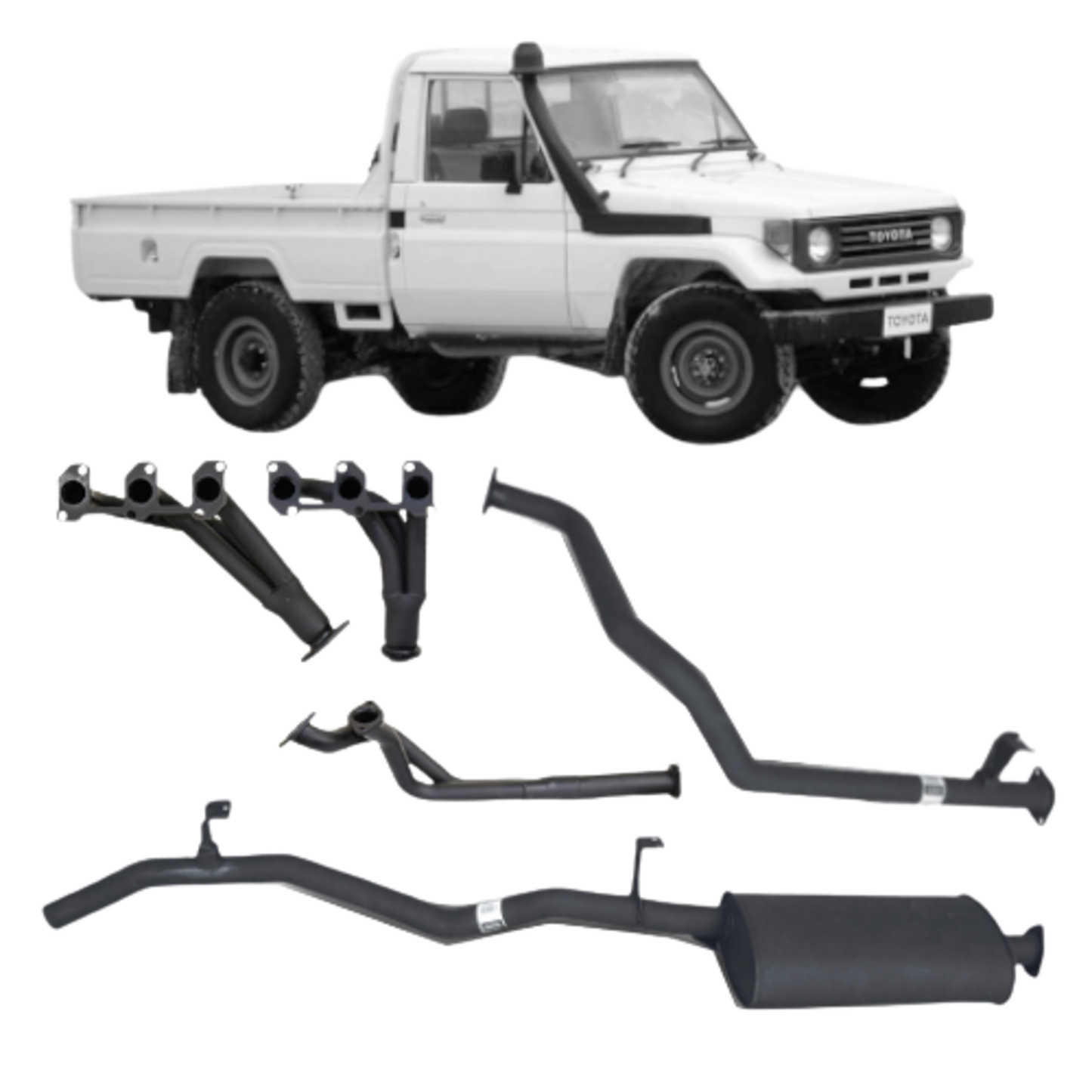 Performance 2.5" Headers & Exhaust - 75/78 Series 4.2L 1HZ