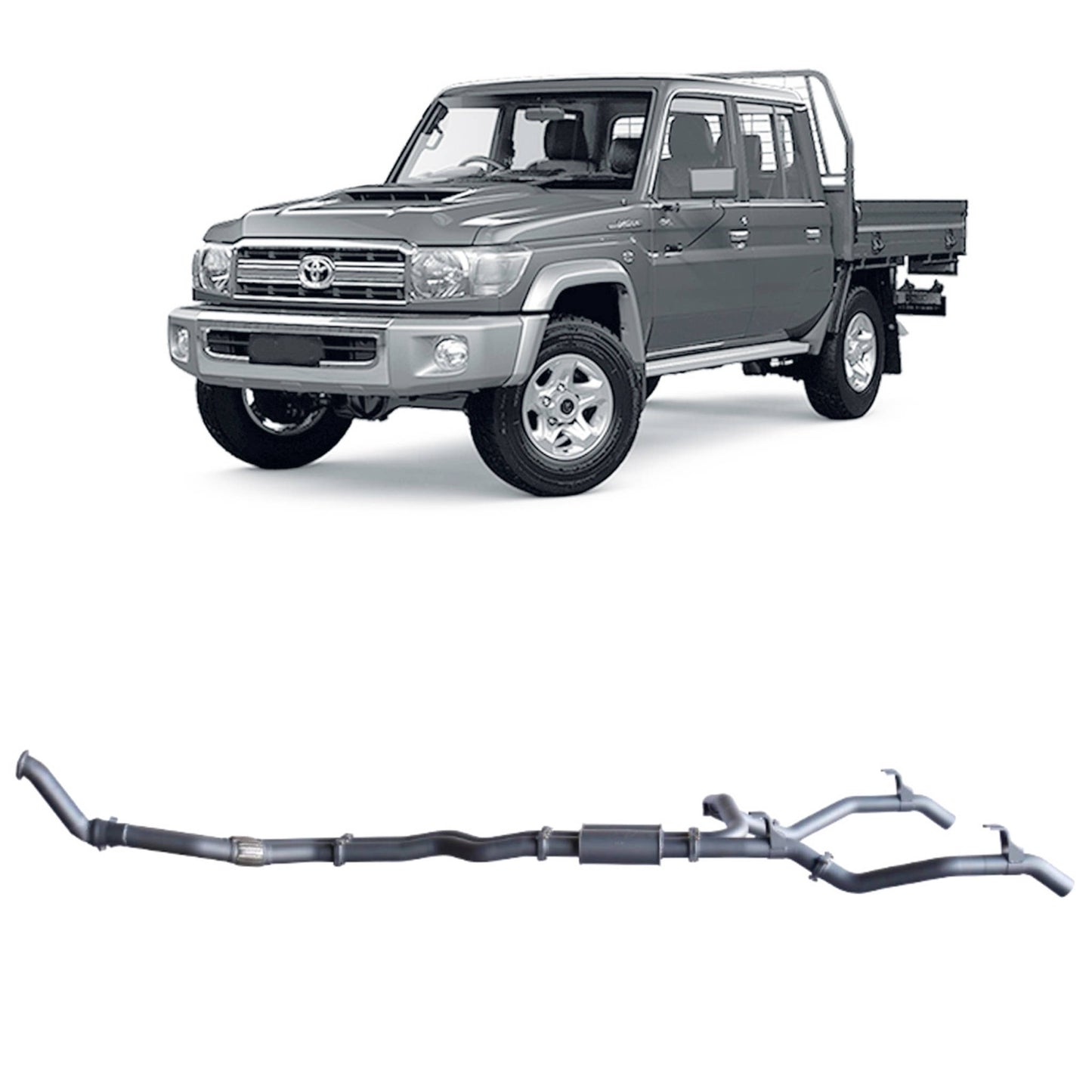 Toyota Land Cruiser Redback Extreme Duty Twin Exhaust for Toyota Landcruiser 79 Series Double Cab (10/2012 - 10/2016)