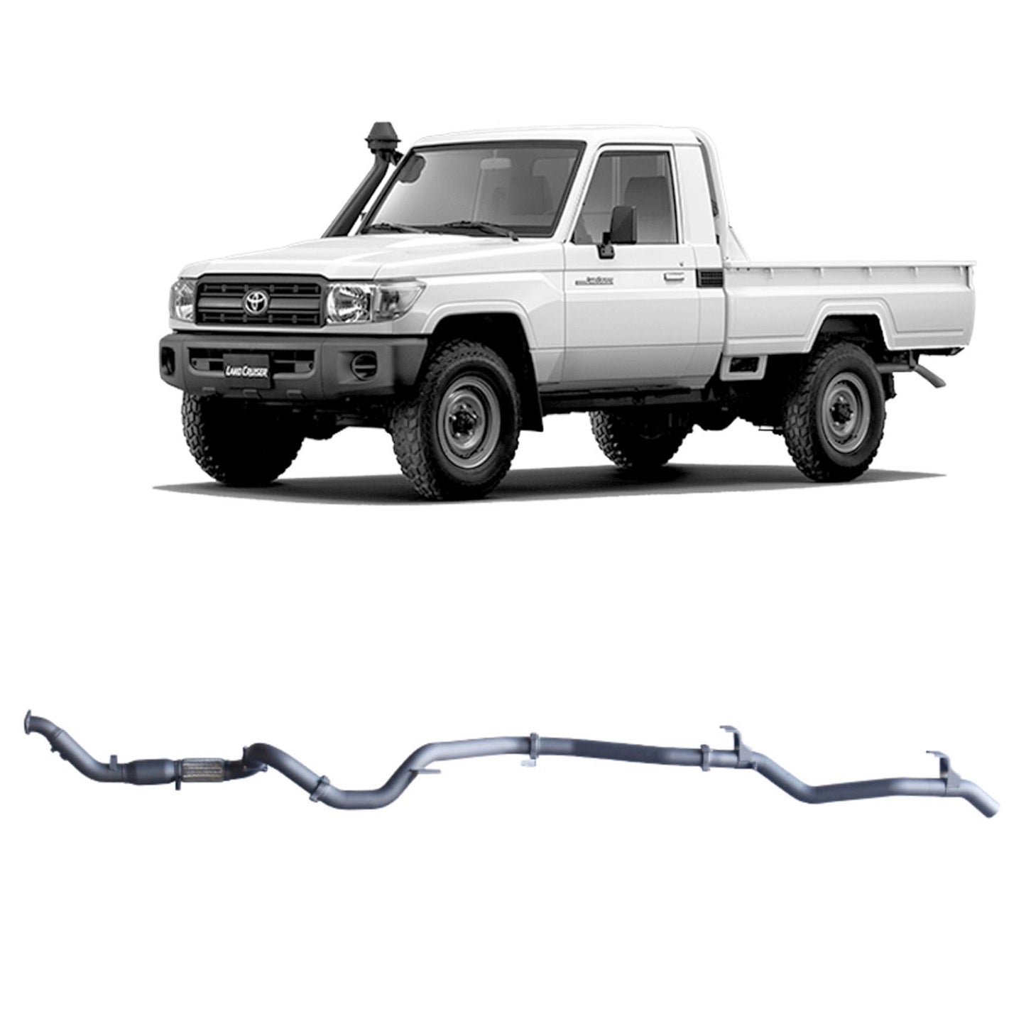 Extreme Duty 3" Turbo Back Exhaust for the Toyota LandCruiser 79 Series Single Cab (03/2007 - 10/2016) (view 5)