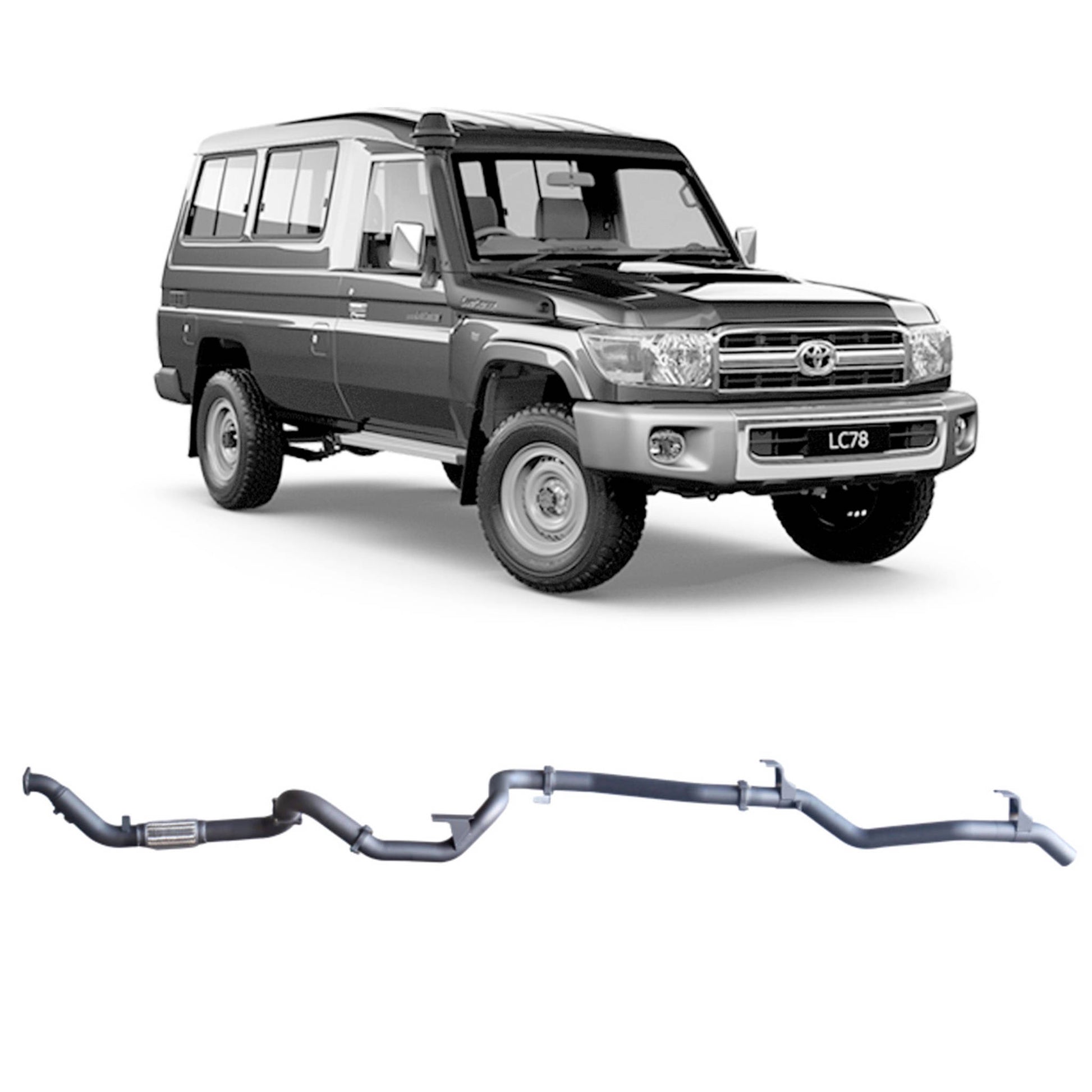 Extreme Duty 3" Turbo Back Exhaust for the Toyota LandCruiser 78 Series Troop Carrier (03/2007 - 10/2016)