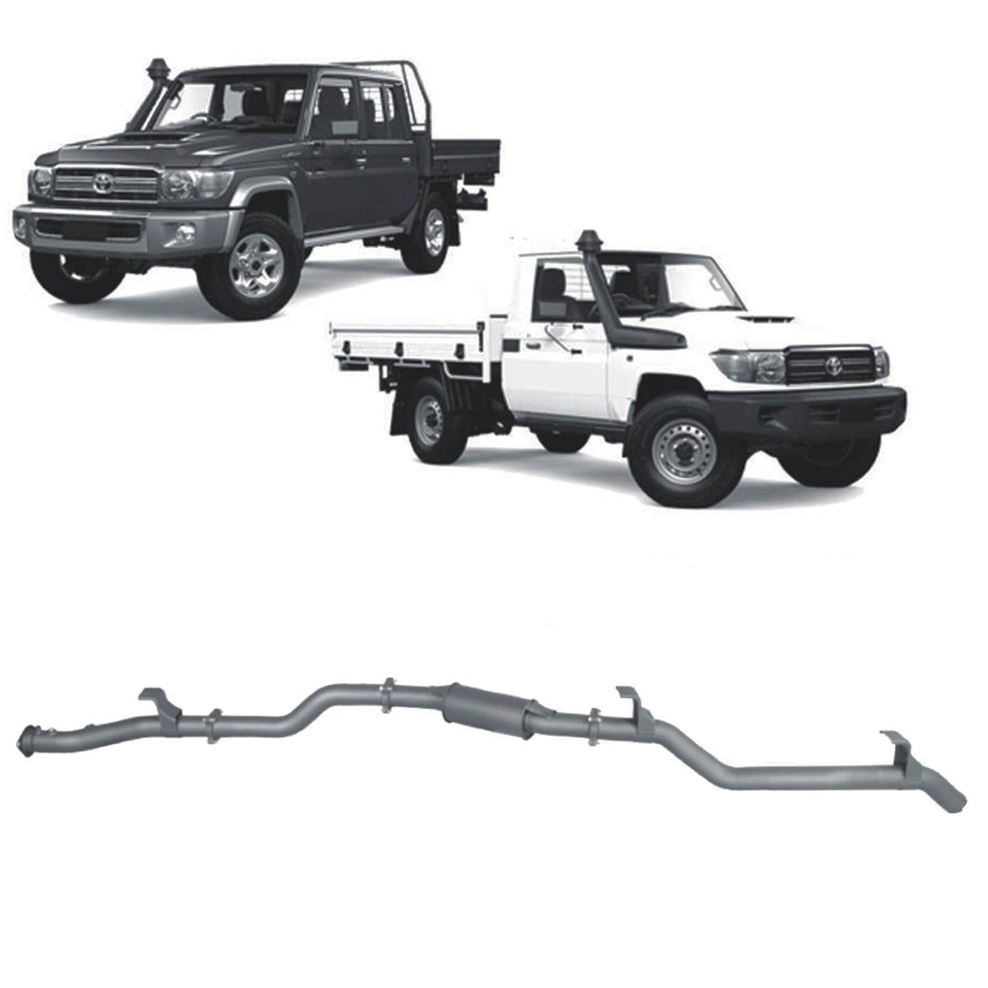 Extreme Duty 3" DPF Back Exhaust for the Toyota LandCruiser 79 Series w/ Auxiliary Fuel Tank (11/2016 - On)