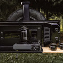 Drop Down Tailgate Table: tailgate table in use at camp